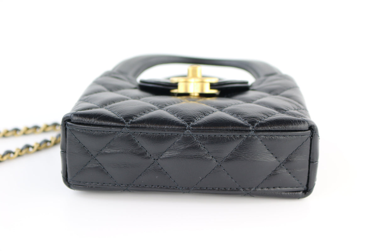 Black Aged Calfskin Nano Mini Kelly