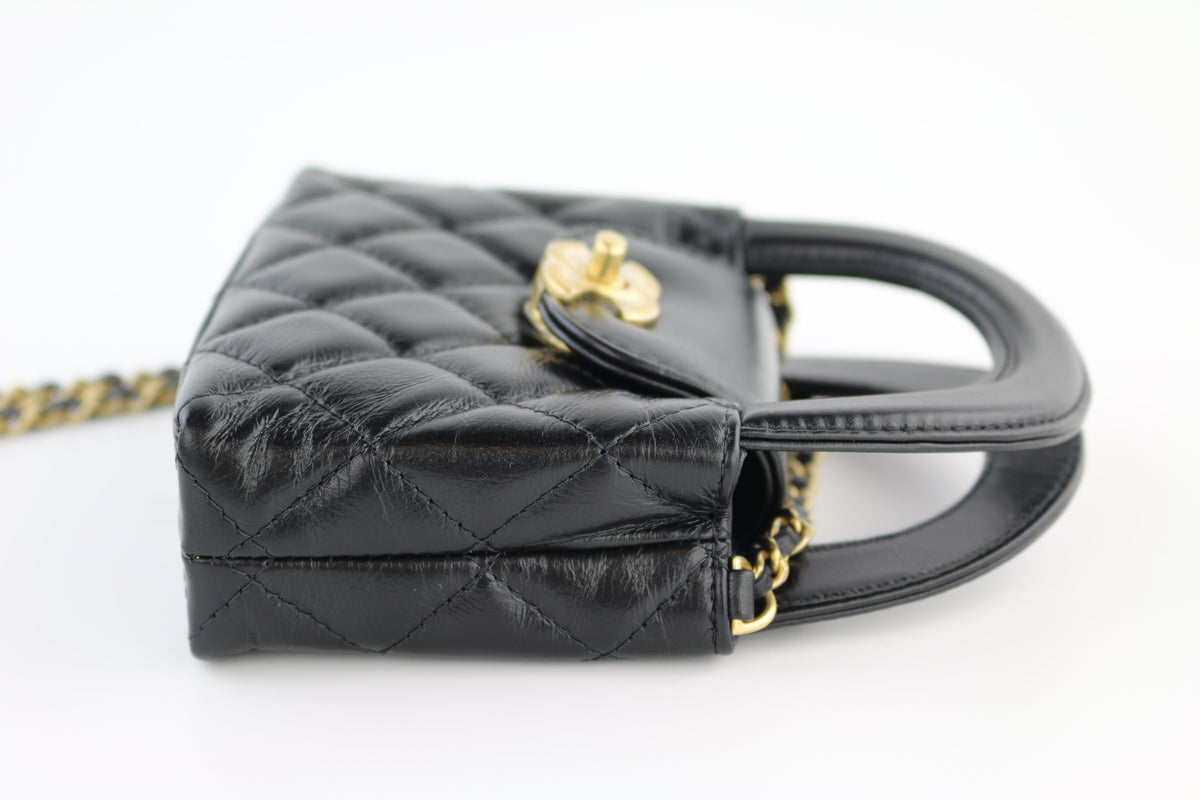 Black Aged Calfskin Nano Mini Kelly