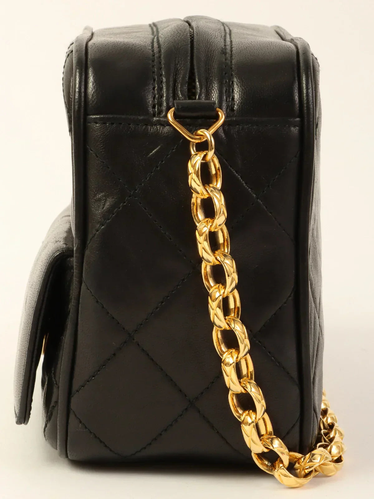 CHANEL Around 1990 Made Cc Mark Stitch Tassel Bijoux Chain Bag Black