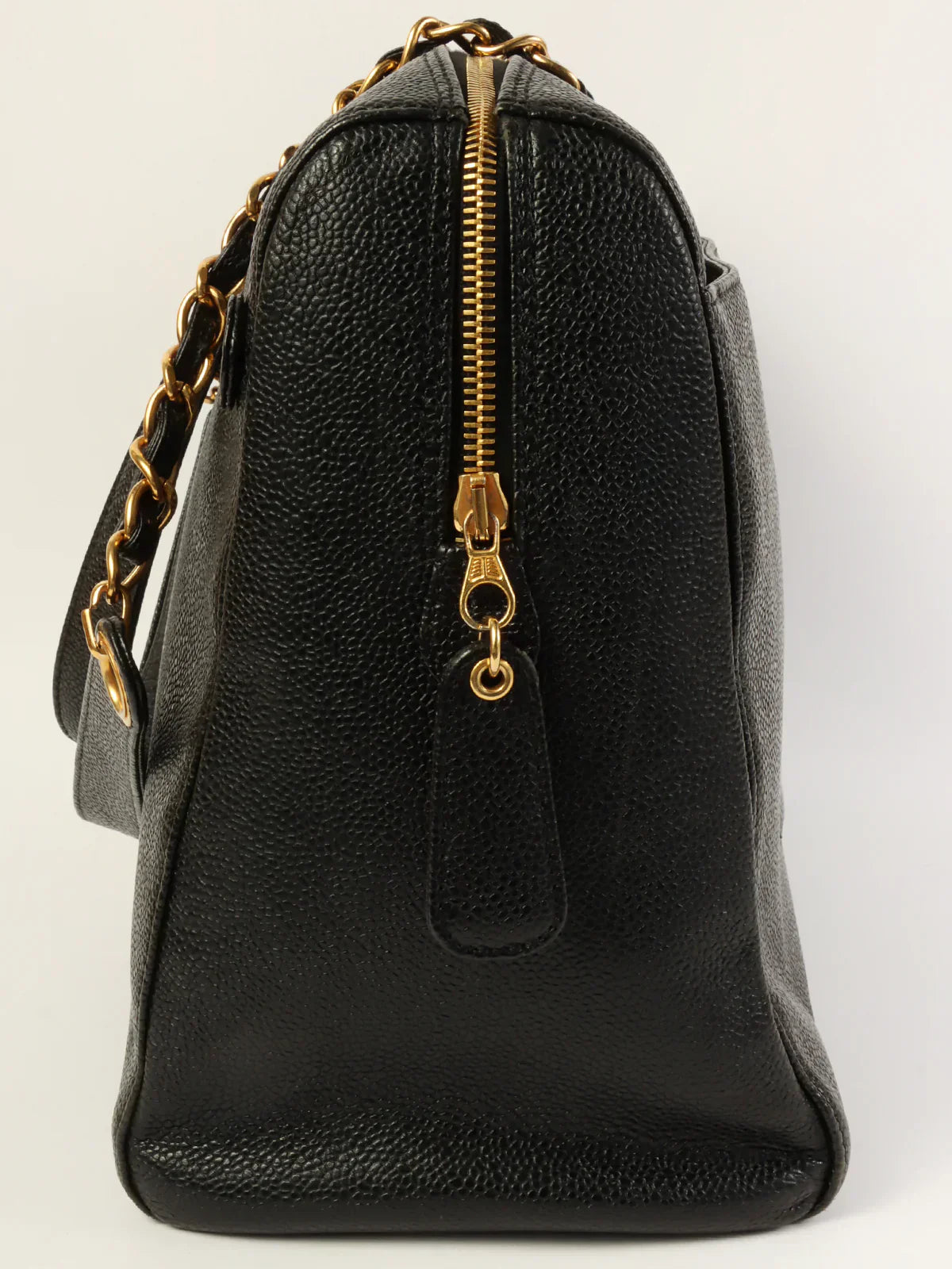 CHANEL Around 1998 Made Caviar Skin Cc Mark Stitch Chain Tote Bag Black