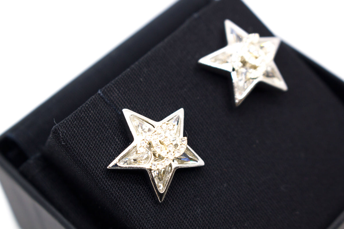 Chanel Star With CC Crystal Logo  N / Silver Metal CMXCM Earrings