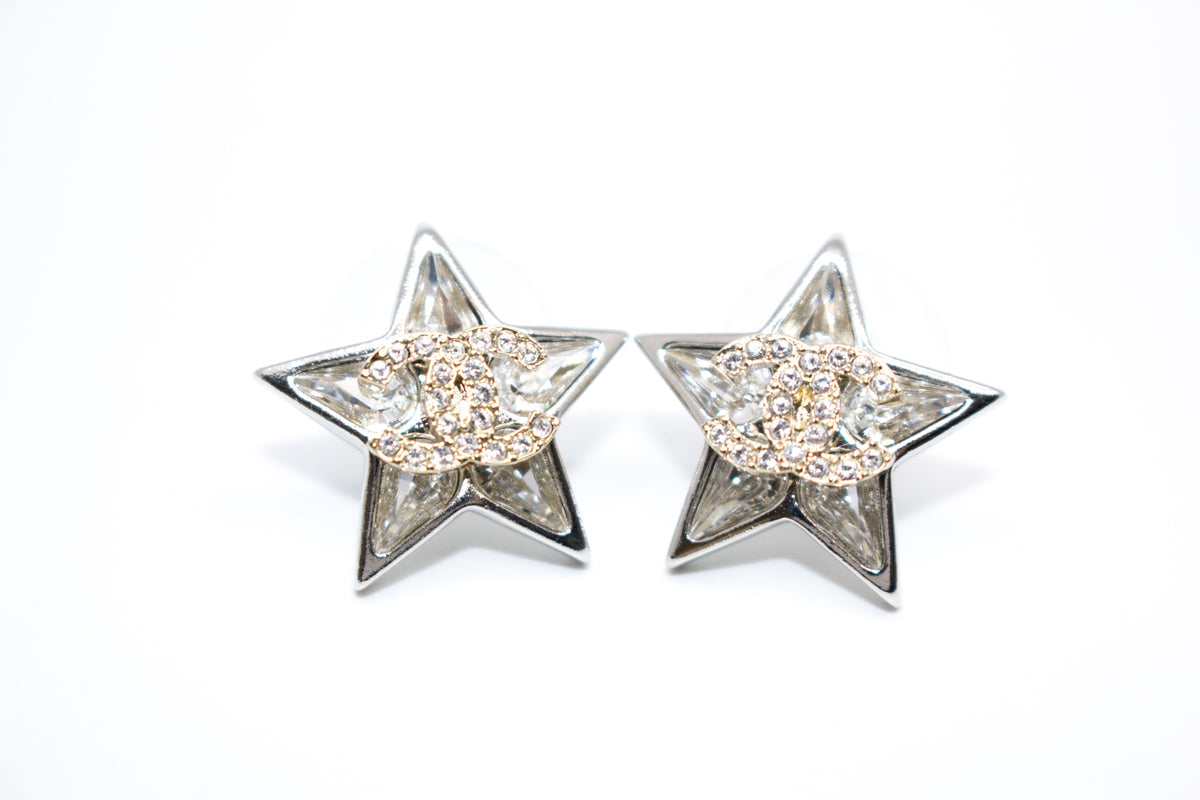 Chanel Star With CC Crystal Logo  N / Silver Metal CMXCM Earrings