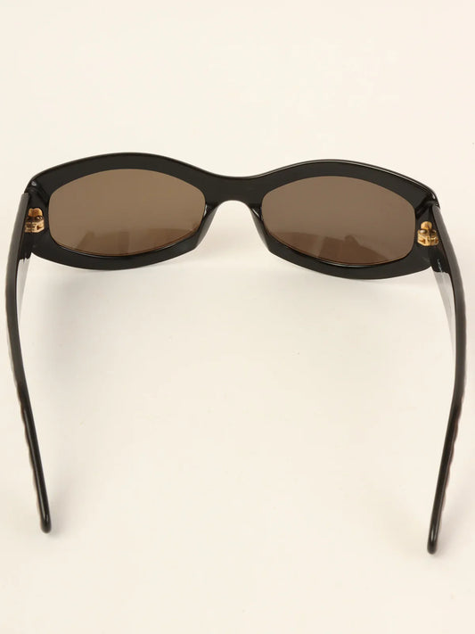 CHANEL Side Square Cc Mark Plate Sunglasses Metallic Brown