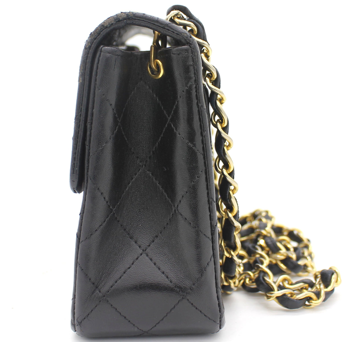 Chanel Vintage Black Quilted Leather Mini Square Classic Flap Bag