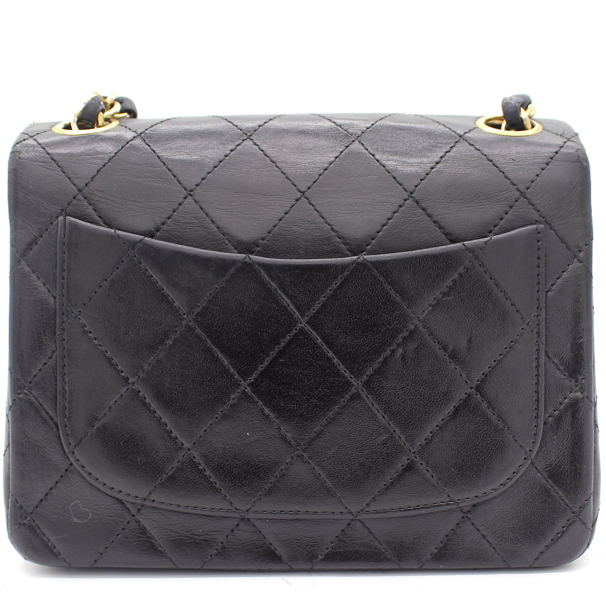 Chanel Vintage Black Quilted Leather Mini Square Classic Flap Bag
