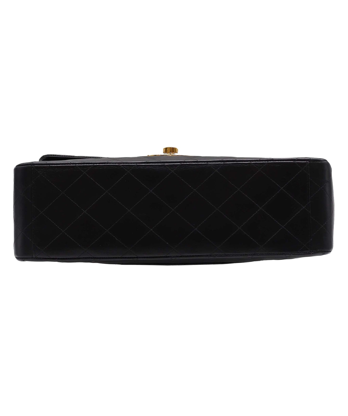 CHANEL VINTAGE MAXI MATELASSE 34 CHAIN SHOULDER BAG BLACK LAMB SKIN  DXBS3485