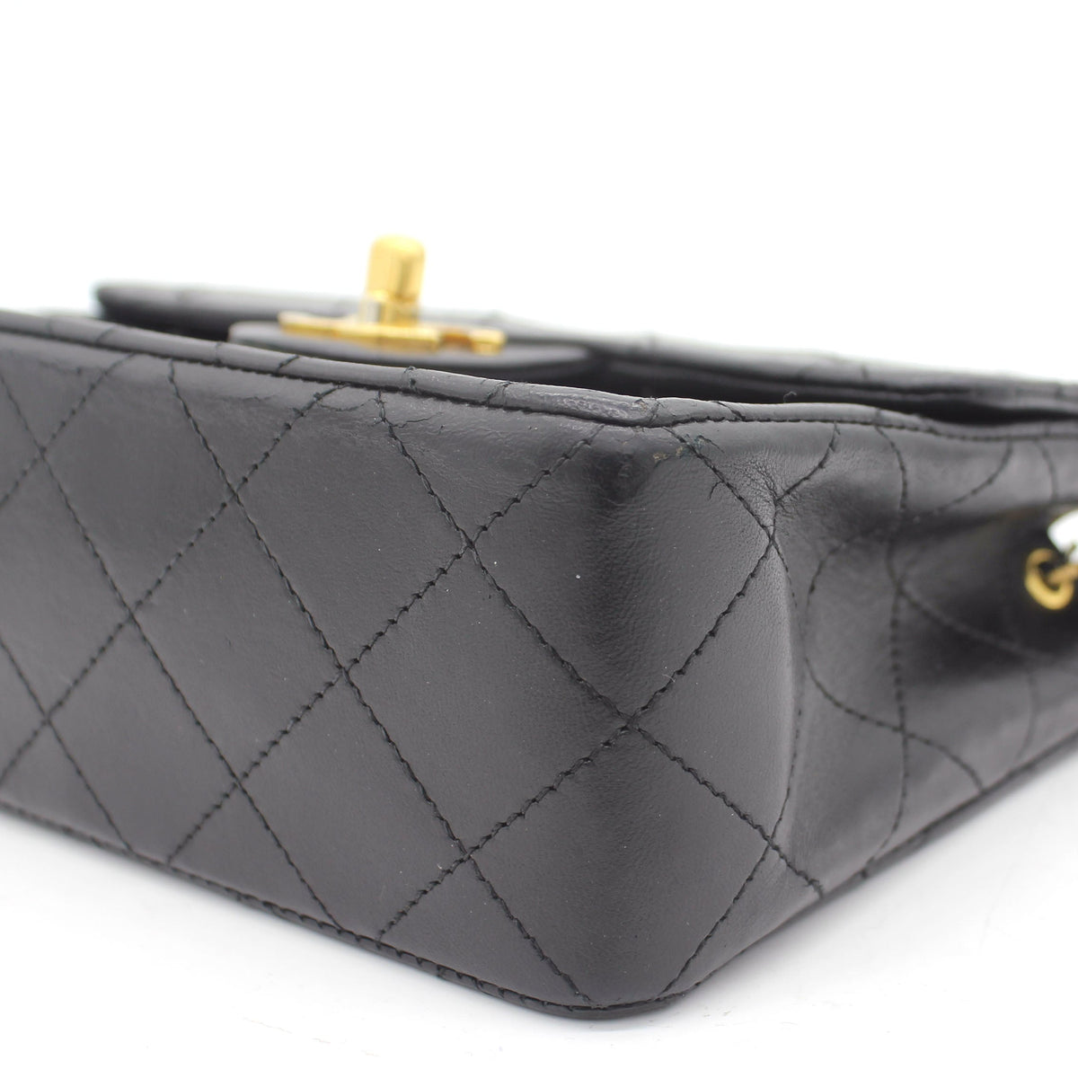 Chanel Vintage Black Quilted Leather Mini Square Classic Flap Bag