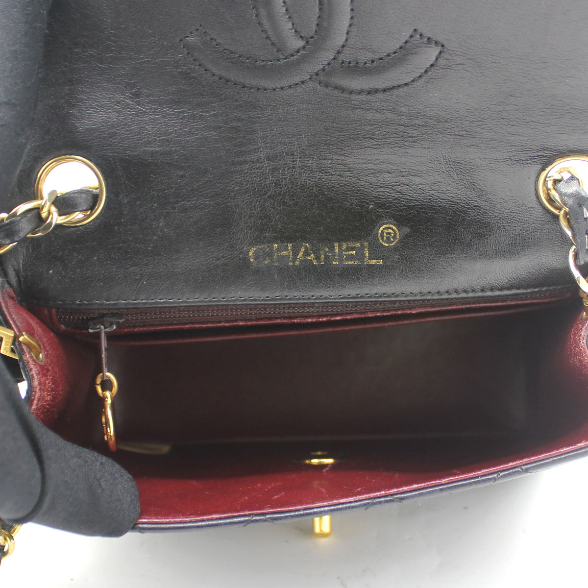 Chanel Vintage Black Quilted Leather Mini Square Classic Flap Bag