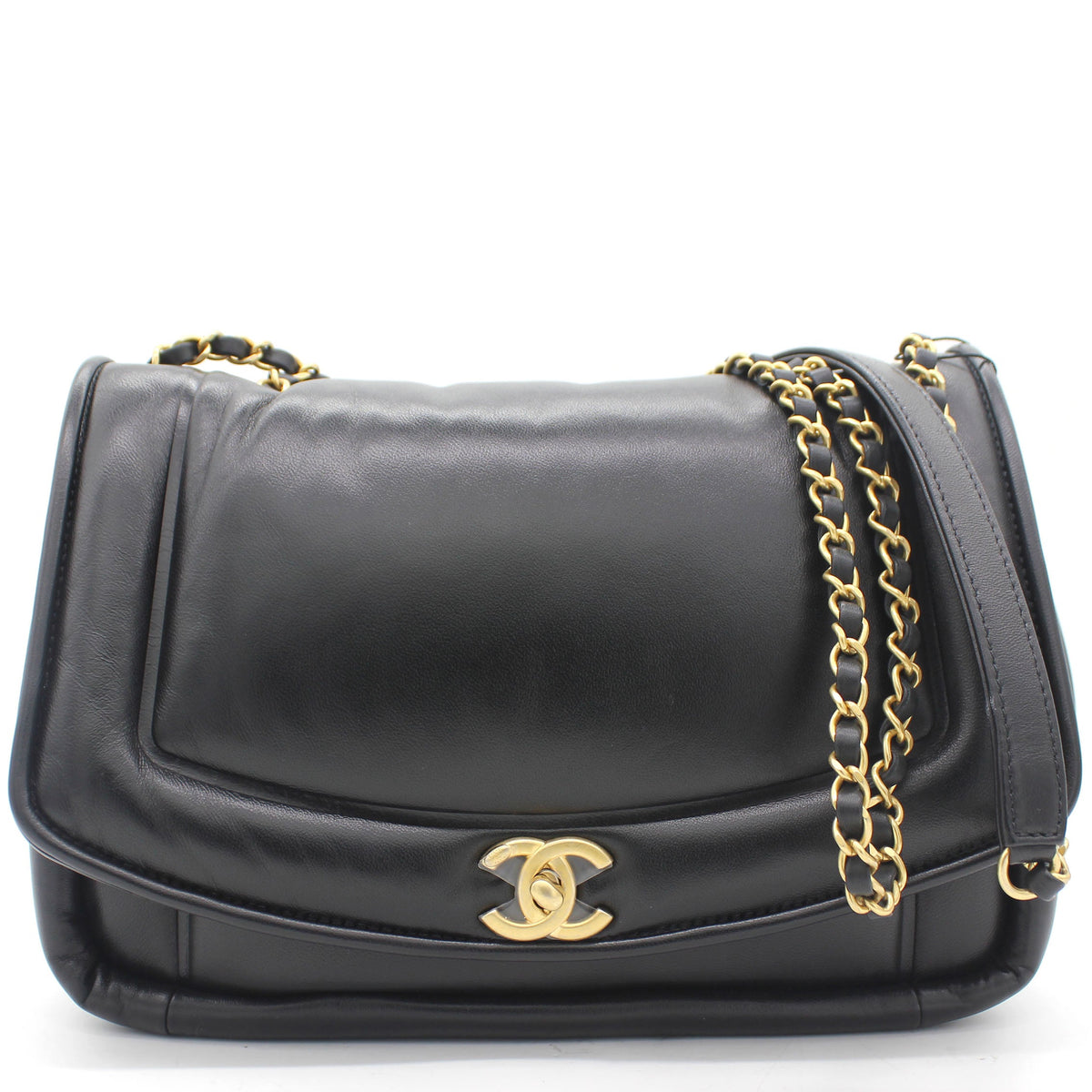 Chanel Medium Vintage Puffy Flap Bag in Black Lambskin