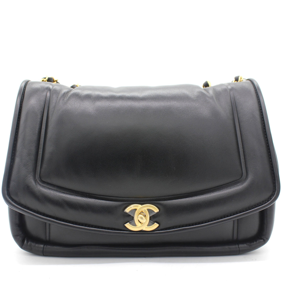Chanel Medium Vintage Puffy Flap Bag in Black Lambskin