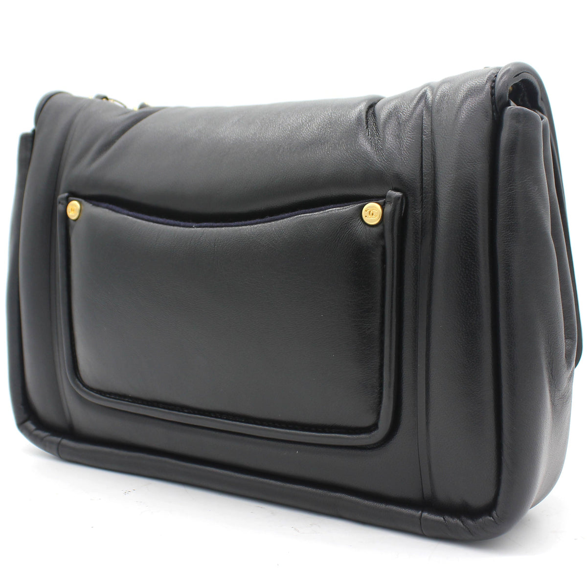 Chanel Medium Vintage Puffy Flap Bag in Black Lambskin