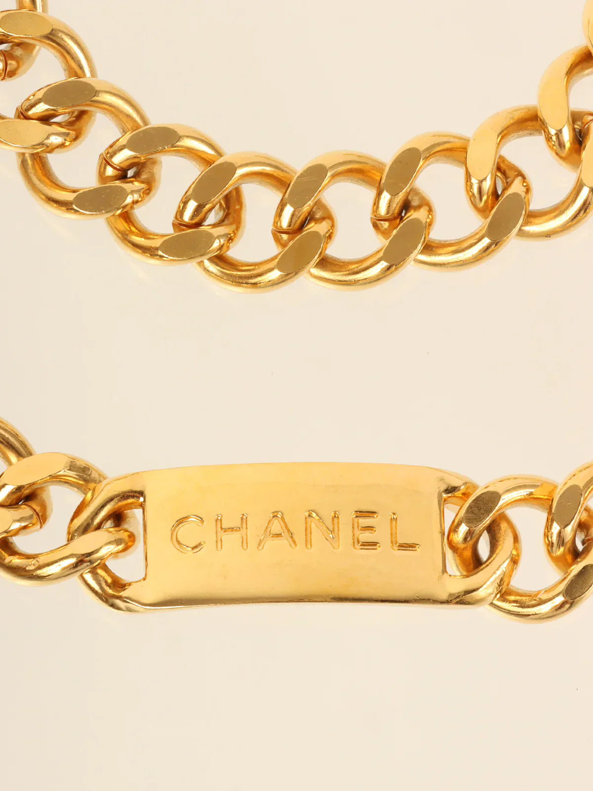Top Quality Chanel Logo Plate Cc Mark Coin Charm Chain Belt Gold