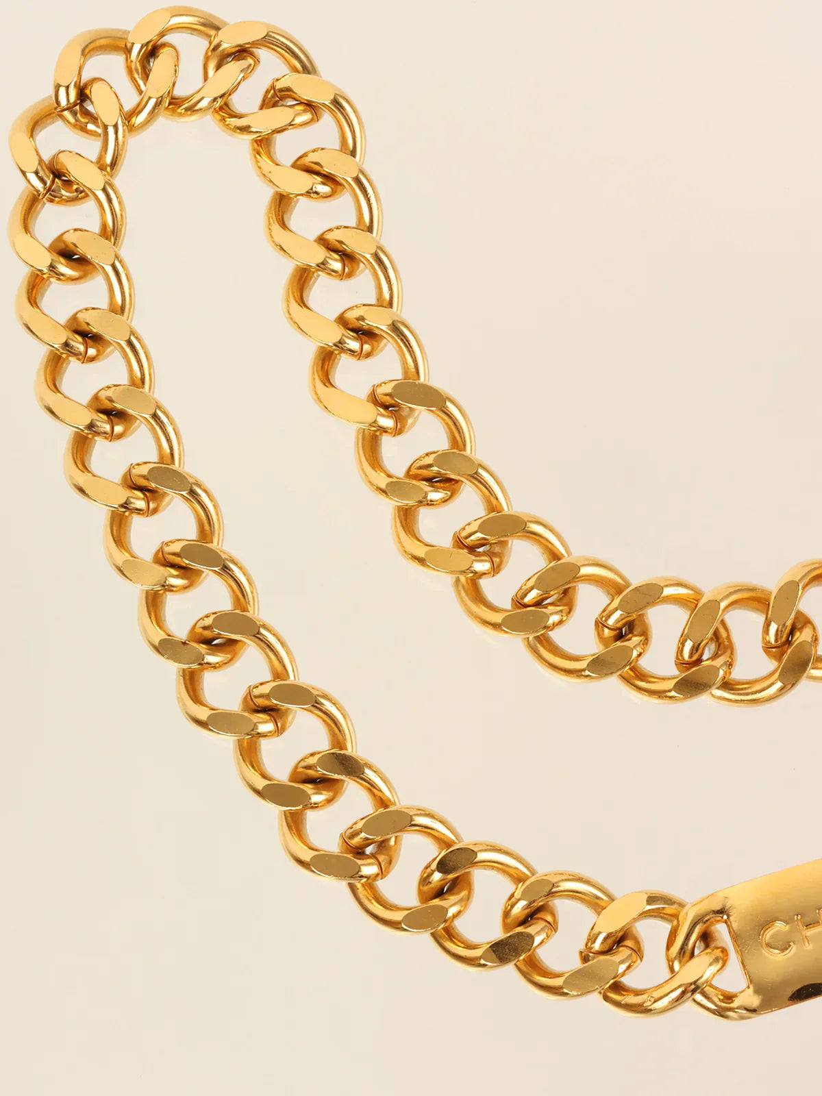 Top Quality Chanel Logo Plate Cc Mark Coin Charm Chain Belt Gold