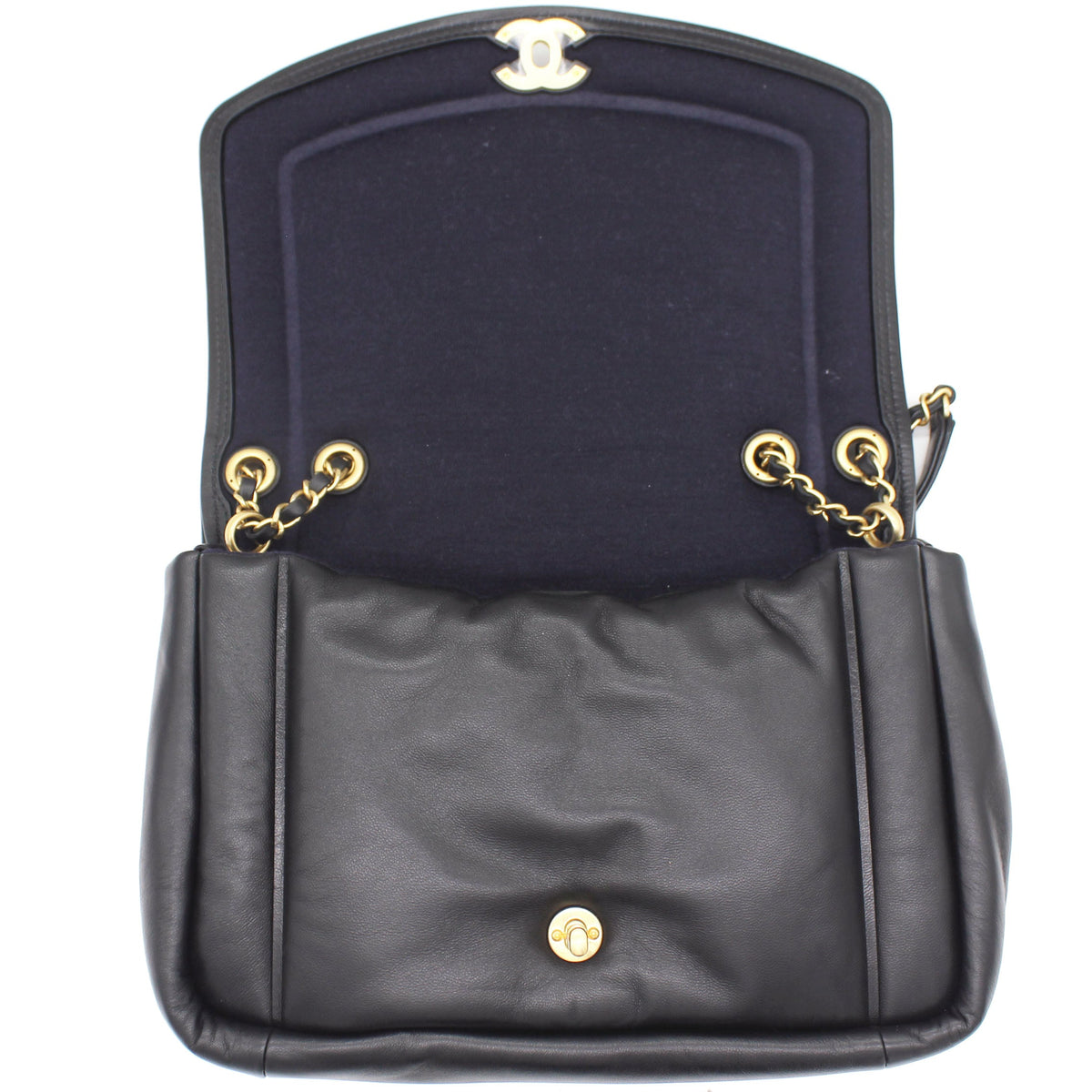 Chanel Medium Vintage Puffy Flap Bag in Black Lambskin