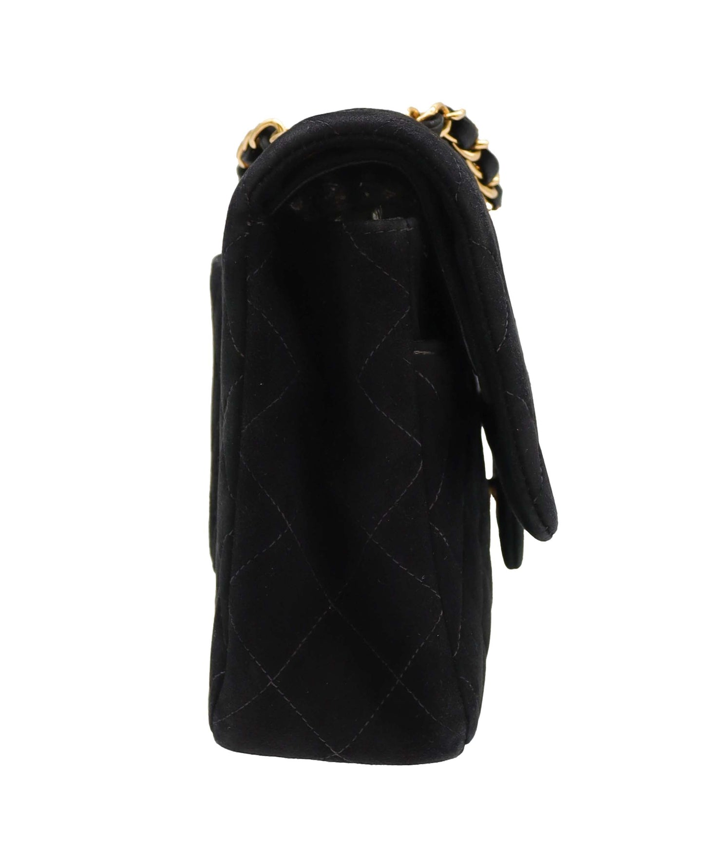 CHANEL VINTAGE CLASSIC FLAP MEDIUM CHAIN SHOULDER BAG BLACK SUEDE DXBS3462