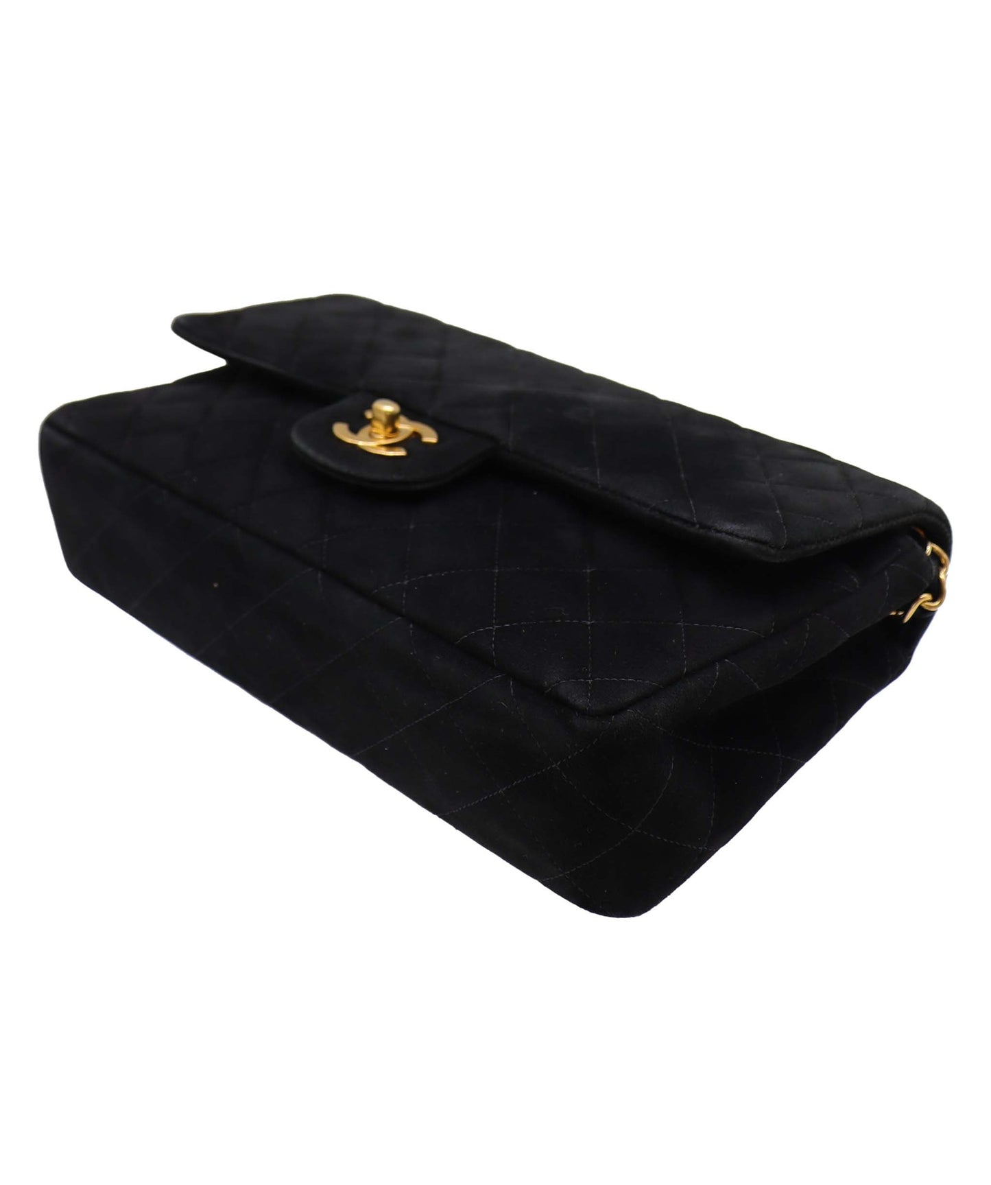 CHANEL VINTAGE CLASSIC FLAP MEDIUM CHAIN SHOULDER BAG BLACK SUEDE DXBS3462