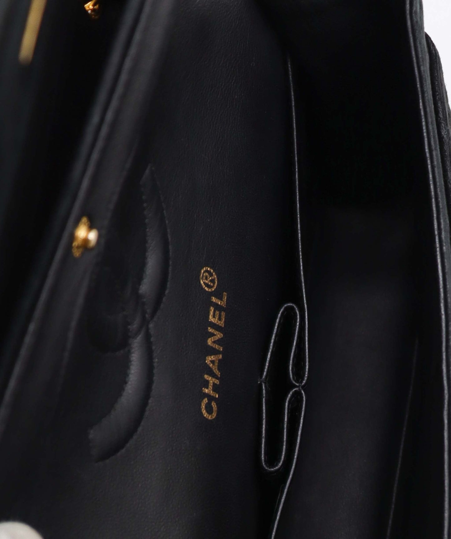 CHANEL VINTAGE CLASSIC FLAP MEDIUM CHAIN SHOULDER BAG BLACK SUEDE DXBS3462