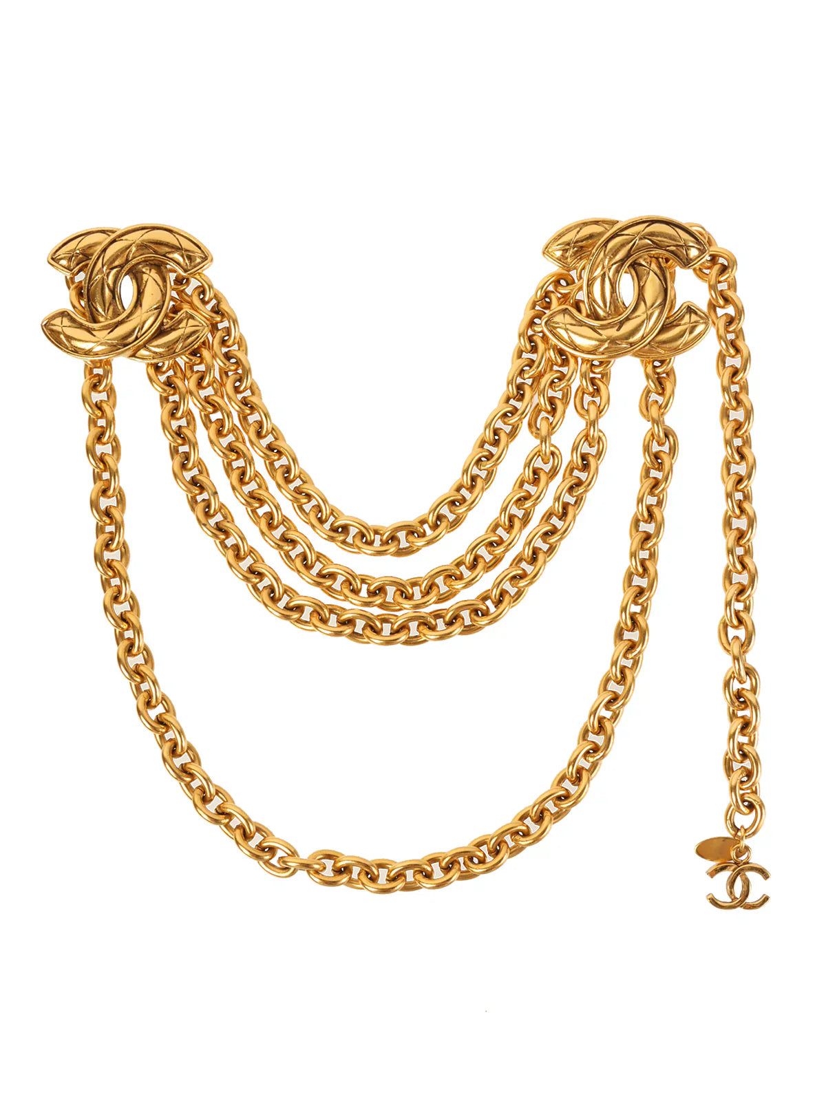 Top Quality Chanel Matelasse Stitch Cc Mark Chain Belt Gold
