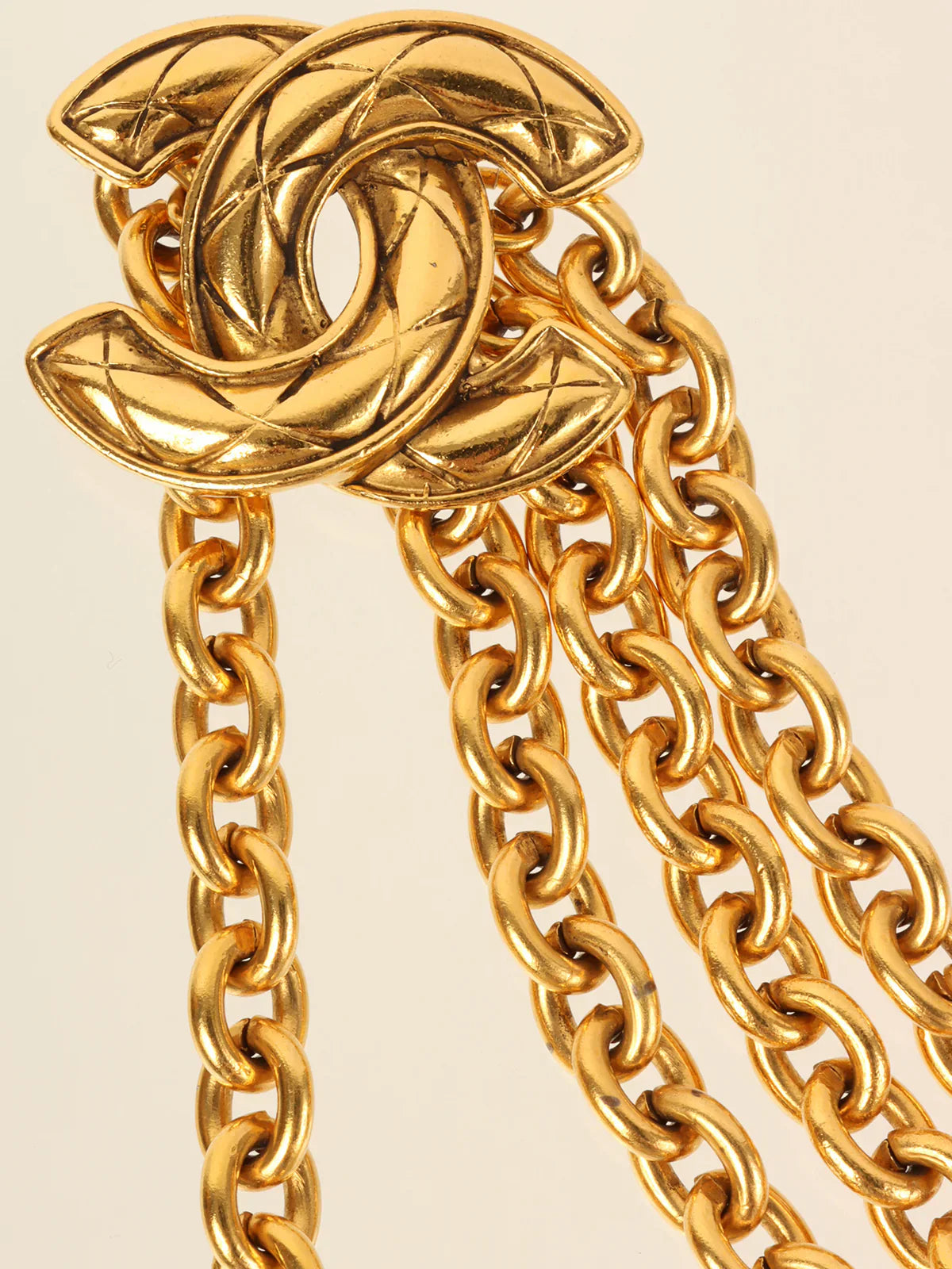 Top Quality Chanel Matelasse Stitch Cc Mark Chain Belt Gold