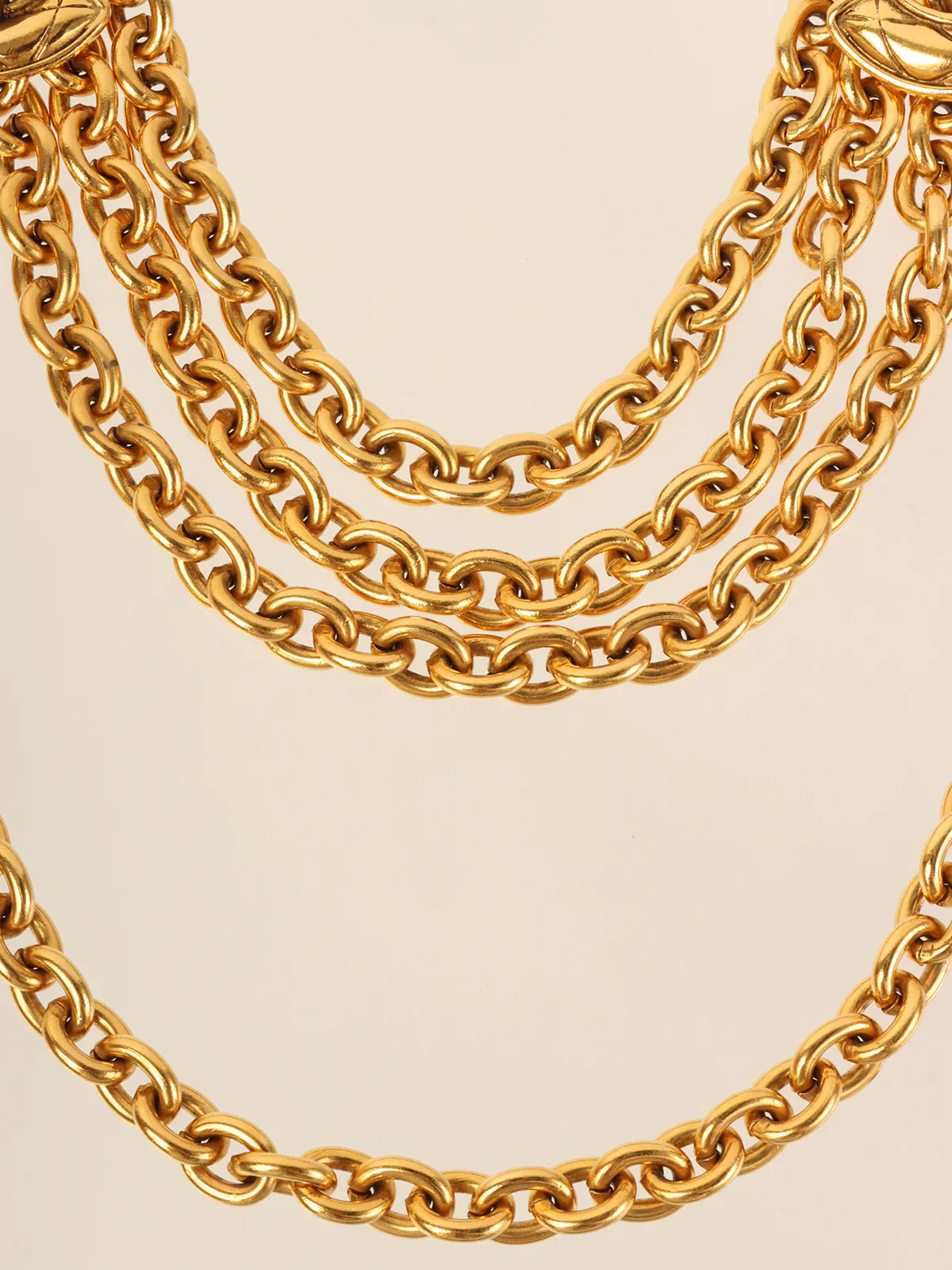 Top Quality Chanel Matelasse Stitch Cc Mark Chain Belt Gold