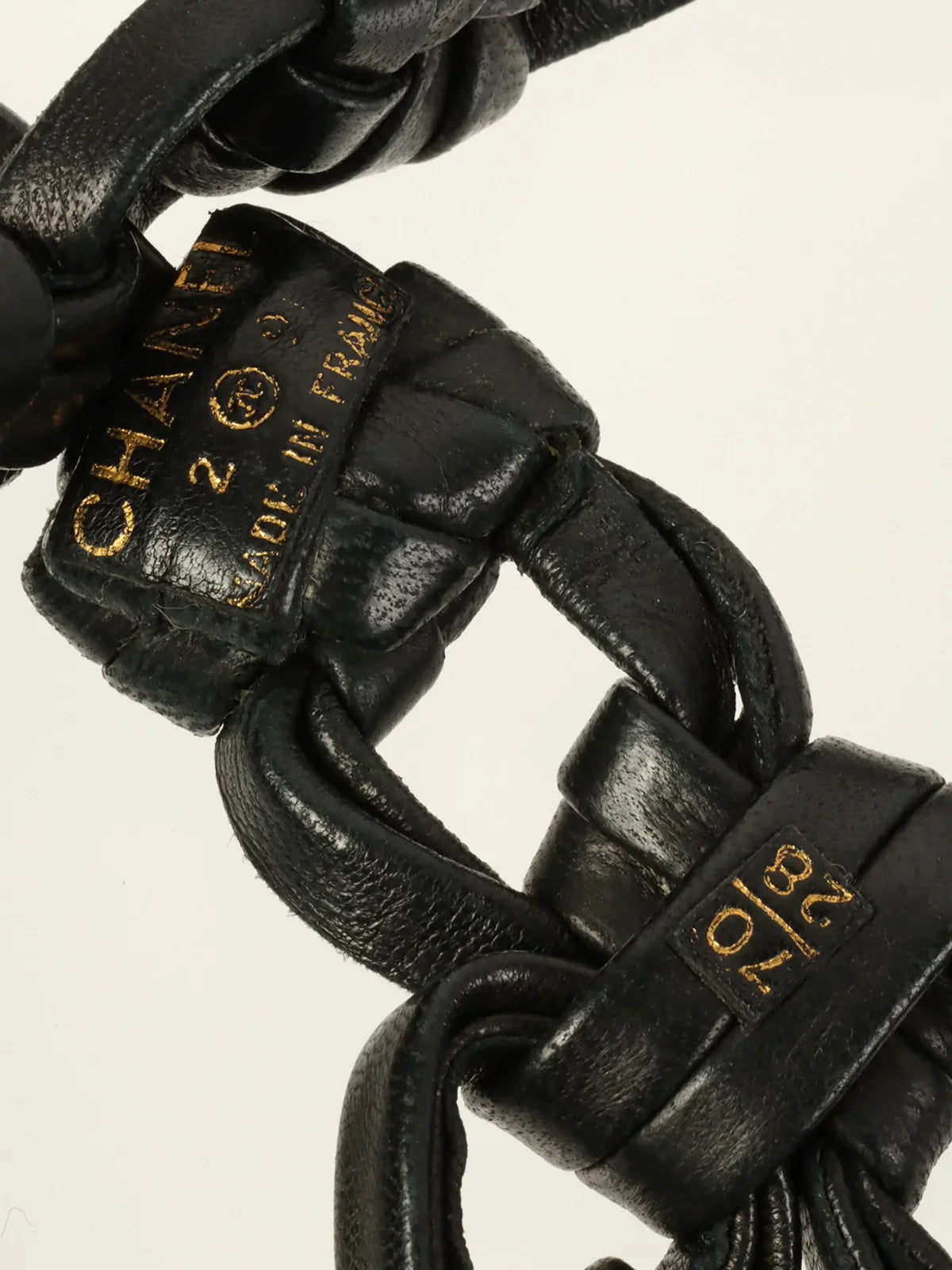 CHANEL 1994 Made Edge Chain Cc Mark Charm Leather Belt Black/Gold