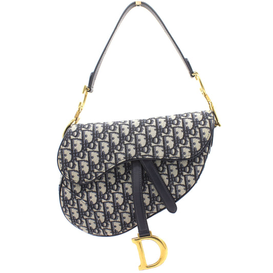 Dior Blue Oblique Canvas Saddle Bag