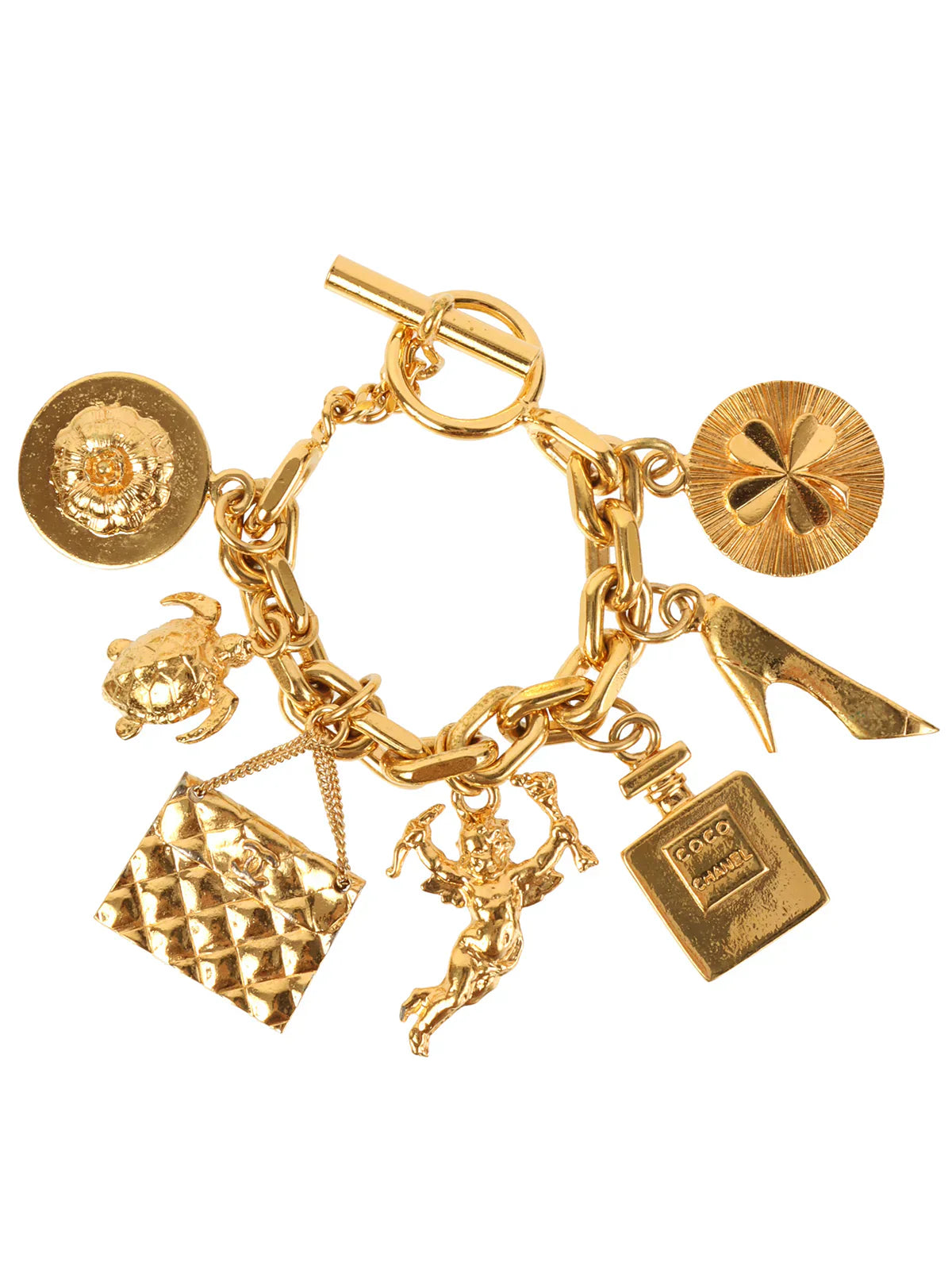 Top Quality Chanel Multi Motif Charm Chain Bracelets Gold