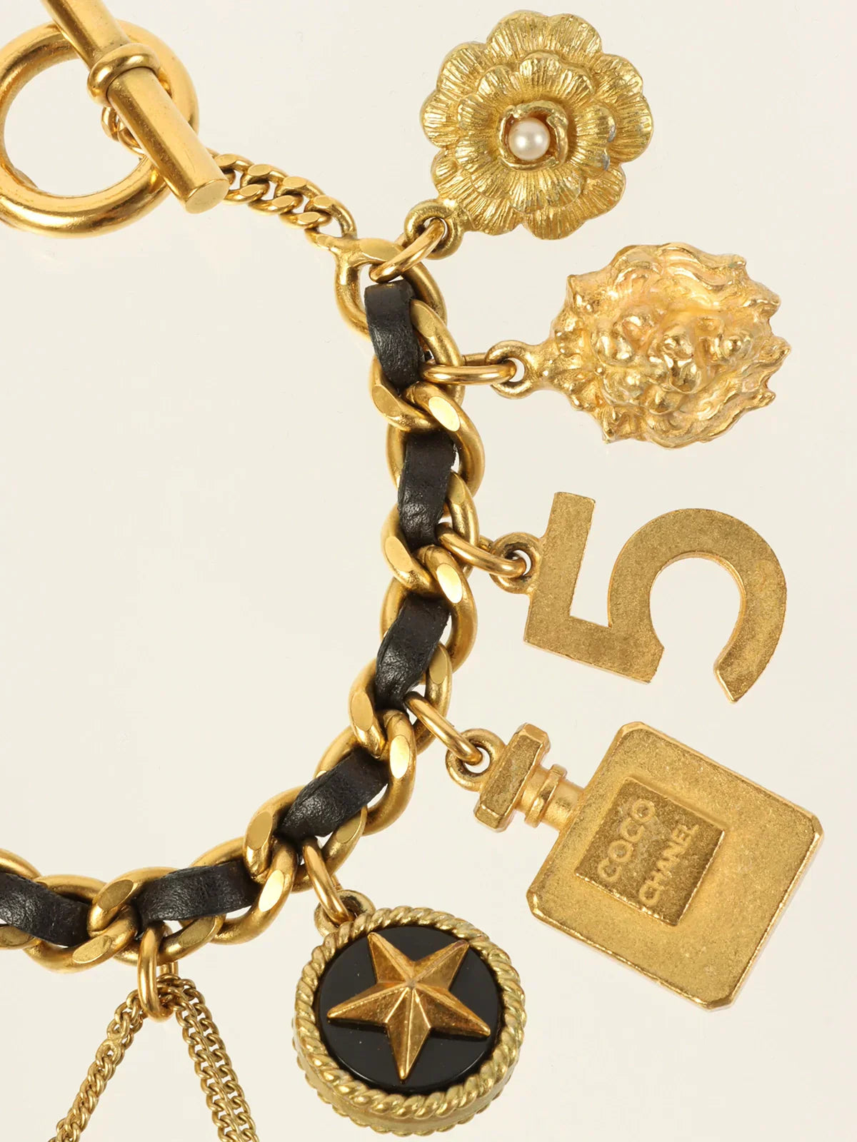 CHANEL 1994 Made Multi Motif Charm Chain Bracelet Gold/Black