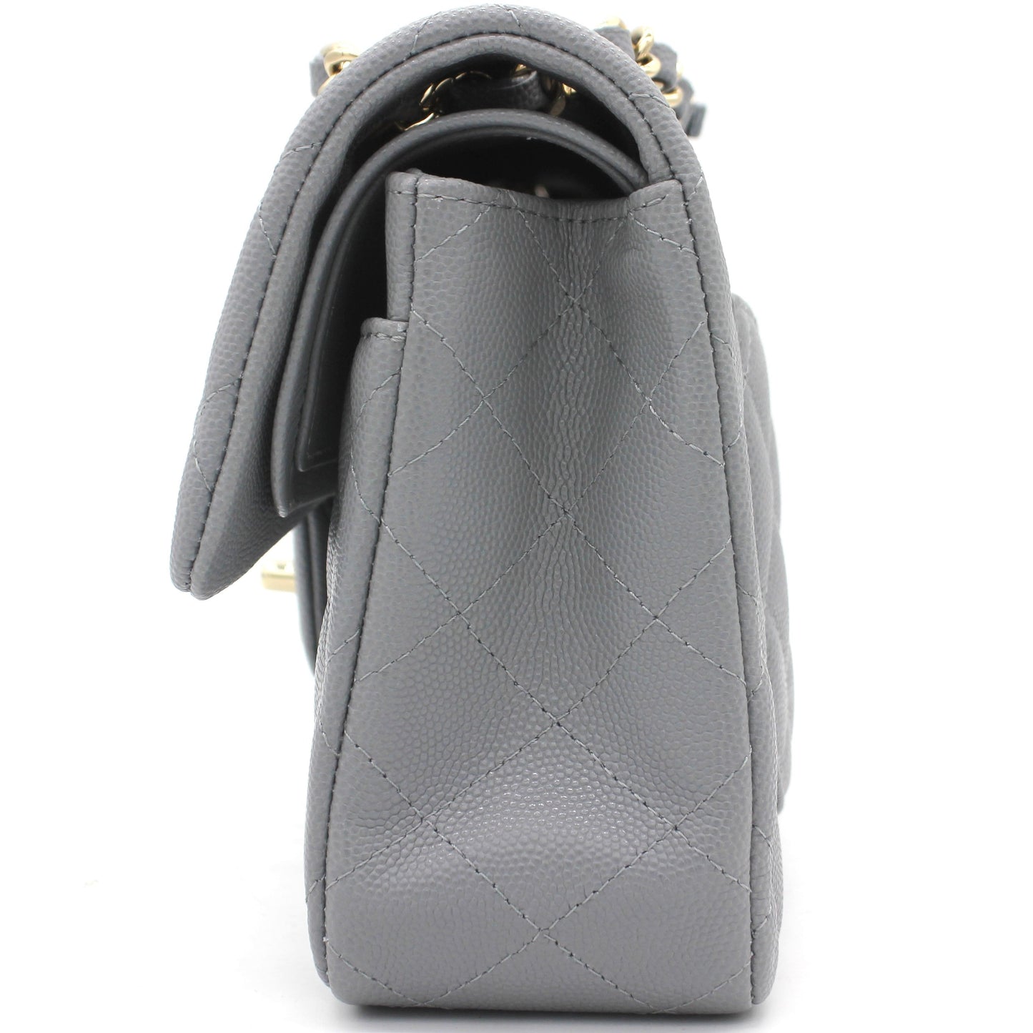 Chanel Caviar Quilted Small Classic Double Flap Grey