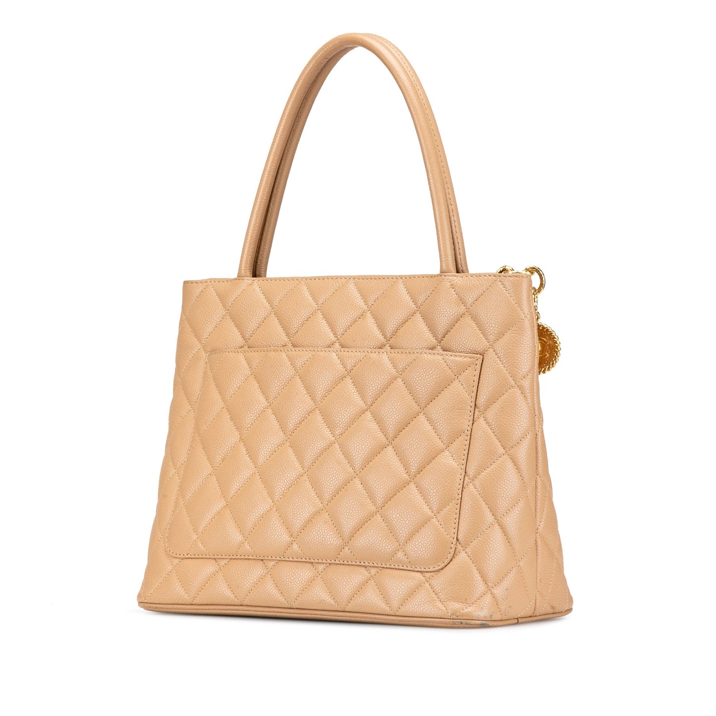 Beige Chanel Caviar Medallion Tote
