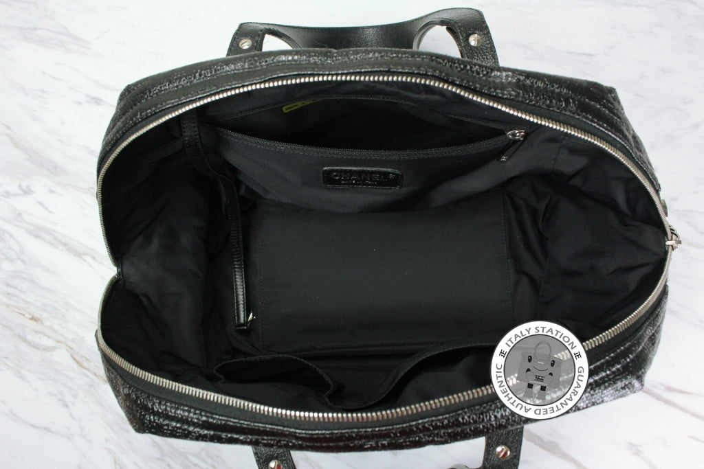 Chanel Shopping Black Leather Tote Bag Shw