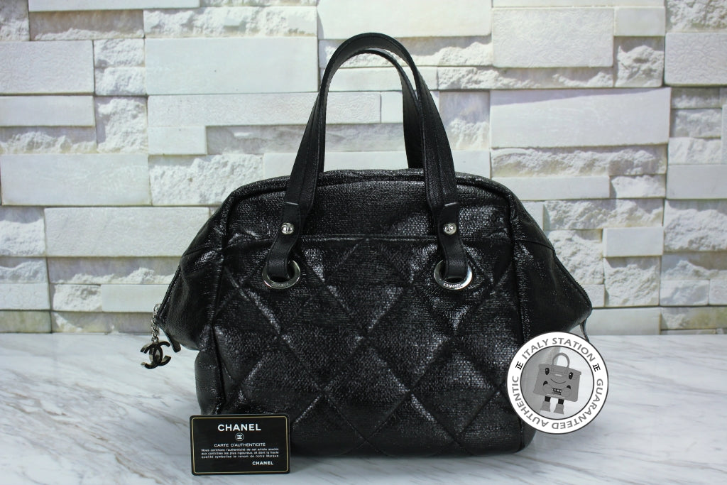 Chanel Shopping Black Leather Tote Bag Shw