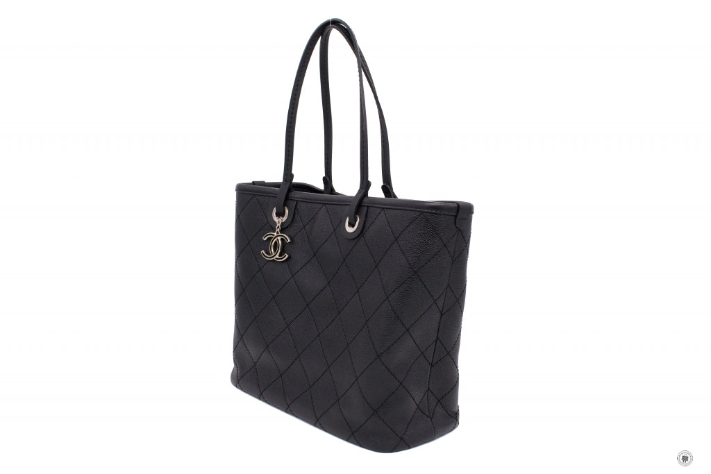 Chanel A92212 CC Black Caviar Tote Bag Shw