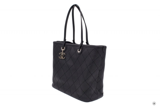 Chanel A92212 CC Black Caviar Tote Bag Shw