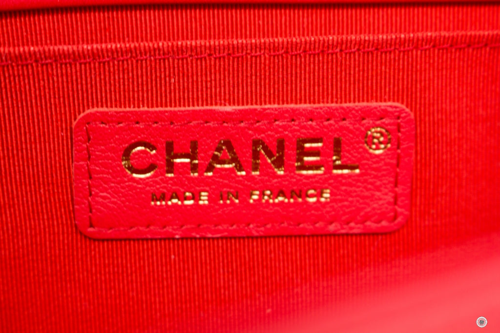 Chanel A Boy Red Calfskin  Shoulder Bags Ghw