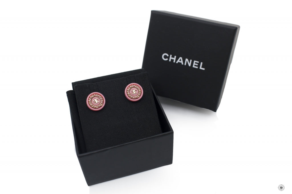 Chanel ABY CC Logo Inlaid With Enamel  Pink / Z Enamel Earrings