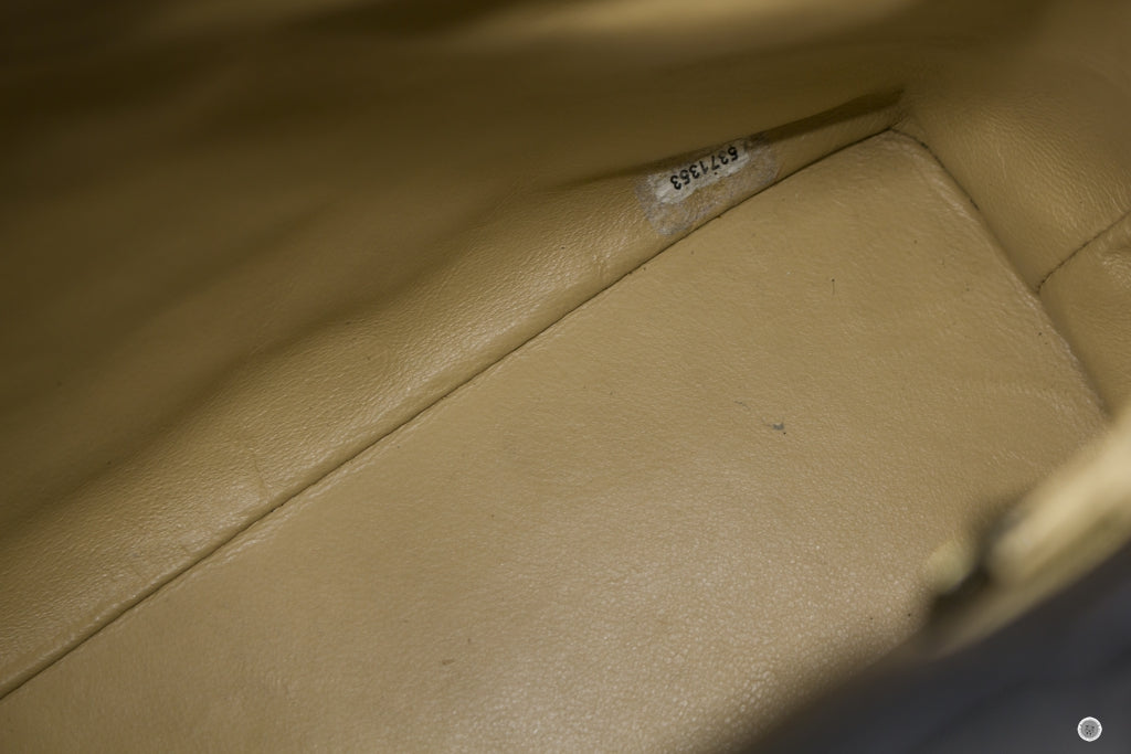 Chanel Vintage With Resin Woven Chain And Lock Black Lambskin Tote Bag