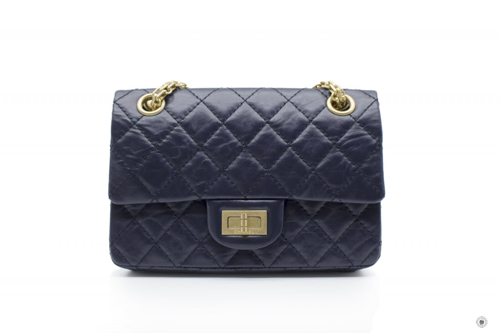 Chanel AS0874 Y0463 Mini 2.55 Navy   4N7384 Calfskin Small Shoulder Bags Gbhw