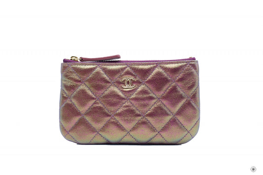 Chanel A CC Logo Iridescent Purple Lambskin Coin Purse