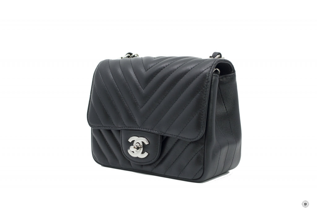 Chanel A35200 Y60594 CC Chervon Mini Square Black   94305 Lambskin 17CM Shoulder Bags Shw