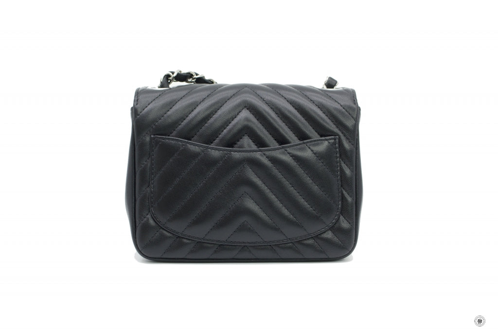 Chanel A Y CC Chervon Mini Square Black /  Lambskin CM Shoulder Bags Shw