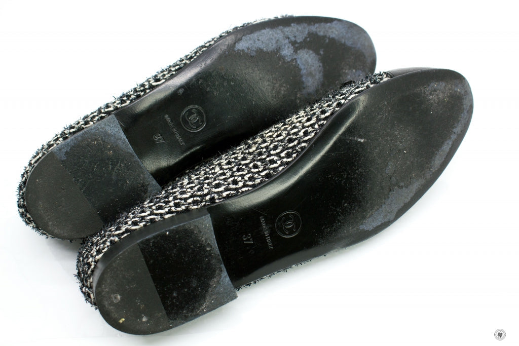Chanel Ballerinas Lurex Fabric  Black/white Fabric  Flat