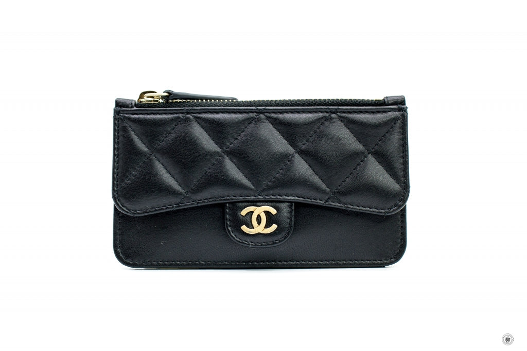 Chanel AP0374Y0765 Zip Coin Purse Black   C3906 Lambskin Coin Purse Gbhw