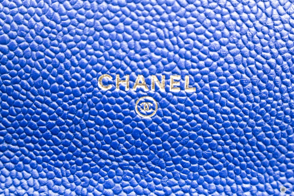 Chanel A84409Y61153 CC Logo  Blue Calfskin Long Wallet Ghw