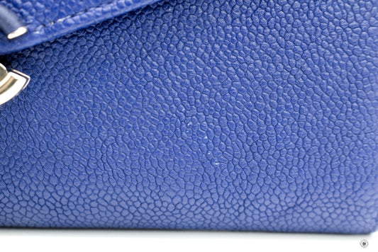 Chanel A84409Y61153 CC Logo  Blue Calfskin Long Wallet Ghw