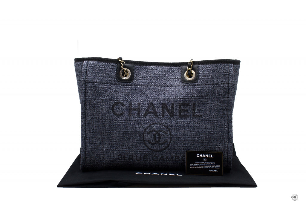 Chanel A67001 Y84118 Deauville Shopping Tote Black   94305 Fabric Tote Bag Pbhw