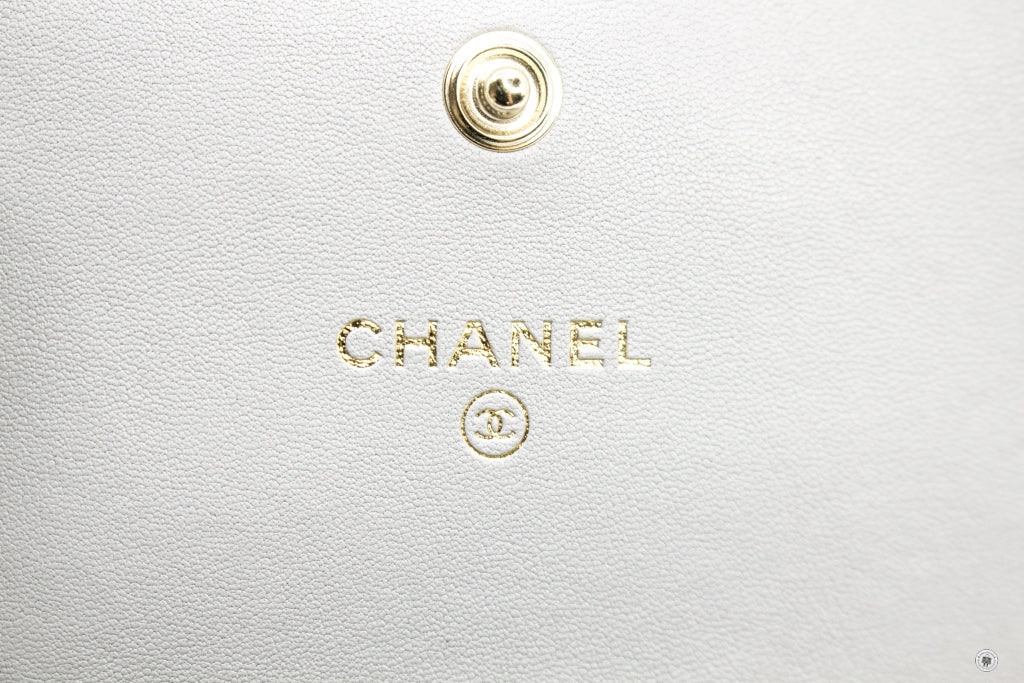 Chanel AP1787B04852 19 Flap Coin Purse With Two Tones Gold And Gunmeta Light Grey   NC634 Lambskin Short Wallet Gbhw