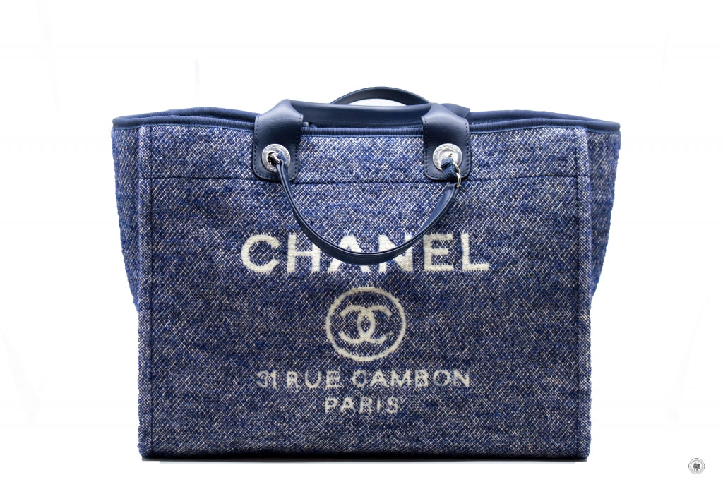 Chanel A69941 B06387 NE267 Deauville Shopping Tote Mixed Fibers Fabric Tote B Blue   NE267 Fabric Tote Bag Shw