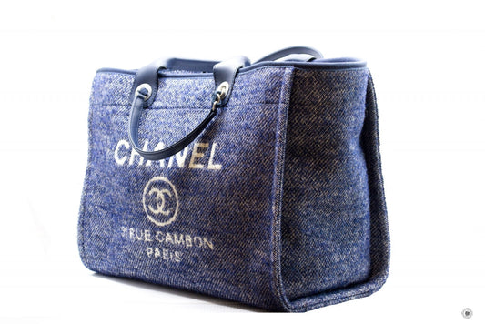 Chanel A69941 B06387 NE267 Deauville Shopping Tote Mixed Fibers Fabric Tote B Blue   NE267 Fabric Tote Bag Shw