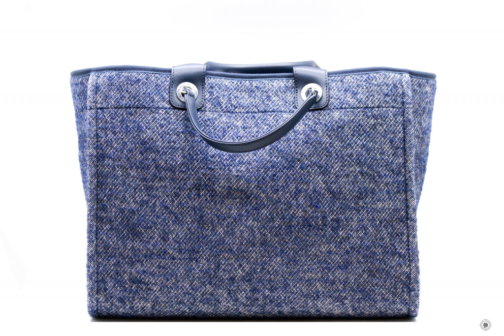 Chanel A69941 B06387 NE267 Deauville Shopping Tote Mixed Fibers Fabric Tote B Blue   NE267 Fabric Tote Bag Shw